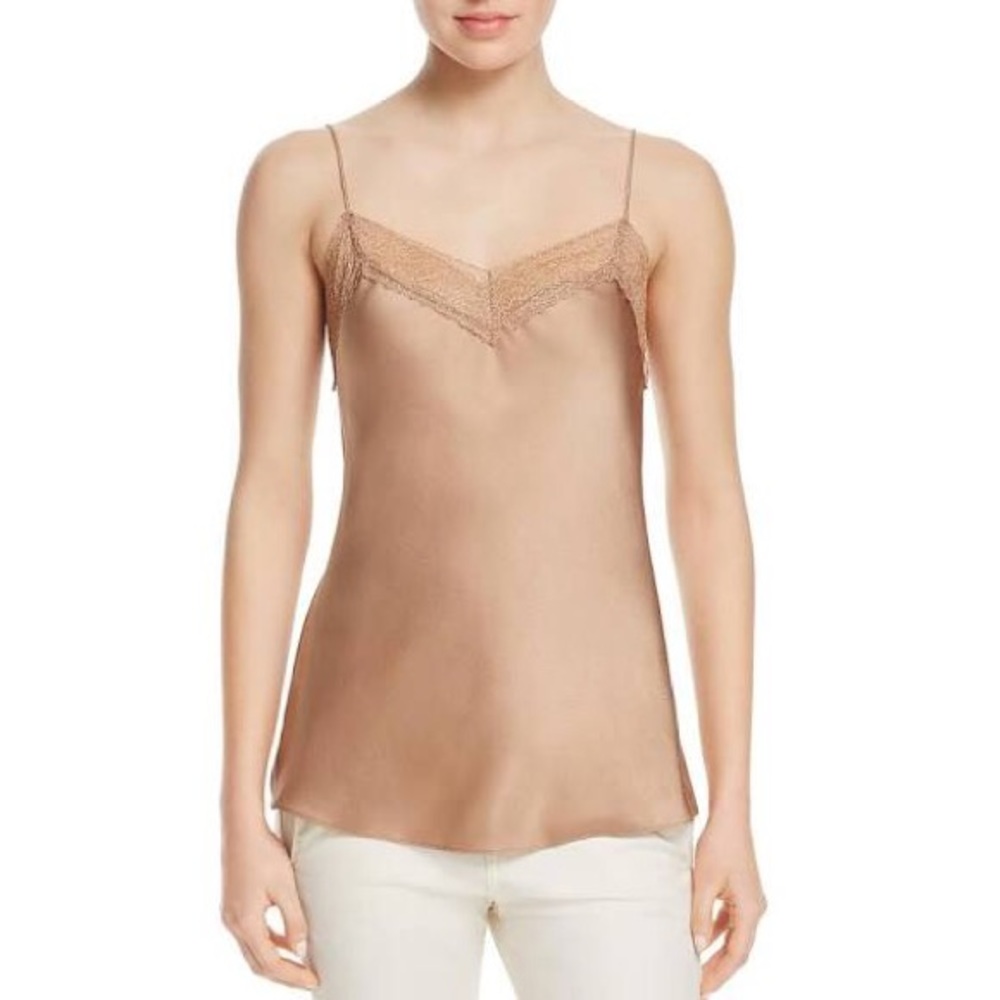 Vince gold silk lace camisole top